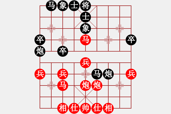 象棋棋譜圖片：一千零一夜(6段)-和-百戰(zhàn)雄獅(9段)中炮過(guò)河車(chē)七路馬對(duì)屏風(fēng)馬兩頭蛇 紅左橫車(chē)對(duì)黑高右炮 - 步數(shù)：40 