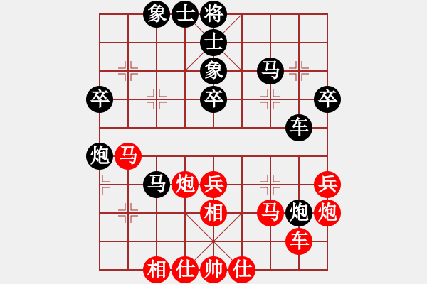 象棋棋譜圖片：阇皇西蒙(日帥)-和-弈林狂人(月將) - 步數(shù)：40 