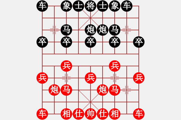 象棋棋譜圖片：E04 兩頭蛇4 紅3炮二平四 花心大蘿卜[-] -VS- 普通人19[2113618465 - 步數(shù)：10 