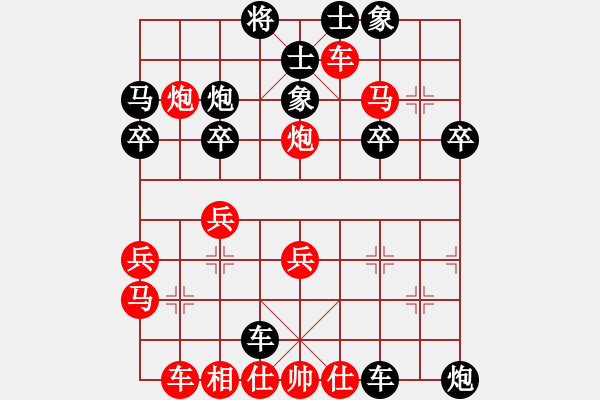 象棋棋譜圖片：卒底炮應(yīng)仙人指路紅跳右邊馬（旋風(fēng)14層后勝巫師特大級(jí)） - 步數(shù)：30 