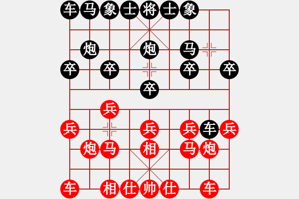 象棋棋譜圖片：右相對(duì)左中炮__13__(紅)屏風(fēng)馬進(jìn)七兵__(黑)急進(jìn)過河車 - 步數(shù)：10 