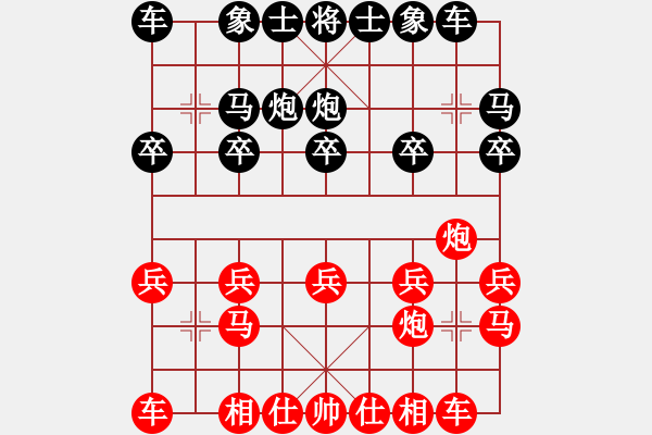 象棋棋譜圖片：白送炮對手太軟，車馬炮聯(lián)攻成殺 - 步數(shù)：10 