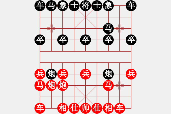 象棋棋譜圖片：先手金鉤炮對過河炮：棋苑大怪[紅] -VS- 新輝順01[黑] - 步數(shù)：10 