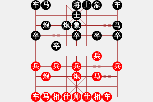 象棋棋谱图片：金钩炮之献马打车：棋苑大怪[红] -VS- 周aaa123[黑] - 步数：10 