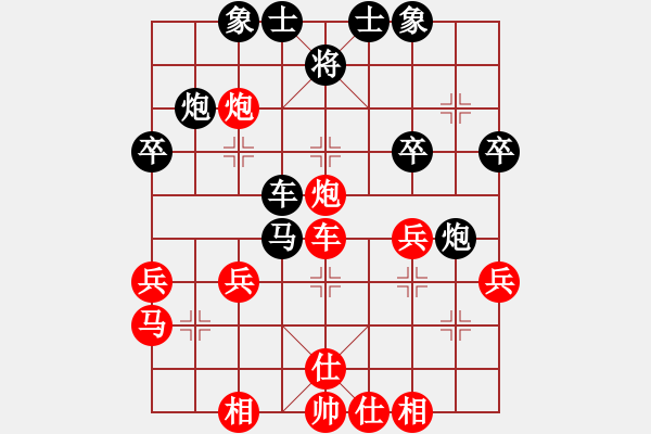 象棋棋譜圖片：五七炮進(jìn)三兵對(duì)屏風(fēng)馬進(jìn)三卒黑右橫車(chē)變（2） - 步數(shù)：40 