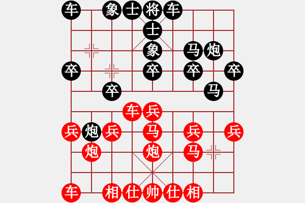 象棋棋譜圖片：中炮橫車盤頭馬先負(fù)屏風(fēng)馬右馬過河 - 步數(shù)：20 