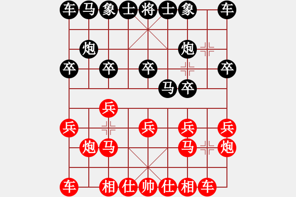 象棋棋譜圖片：1609局 A42-起馬轉(zhuǎn)邊炮對進７卒-小蟲引擎23層 紅先勝 天天AI選手 - 步數(shù)：10 