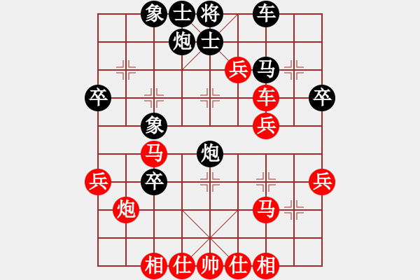 象棋棋譜圖片：中炮直橫車(chē)對(duì)屏風(fēng)馬左像橫車(chē) - 步數(shù)：40 