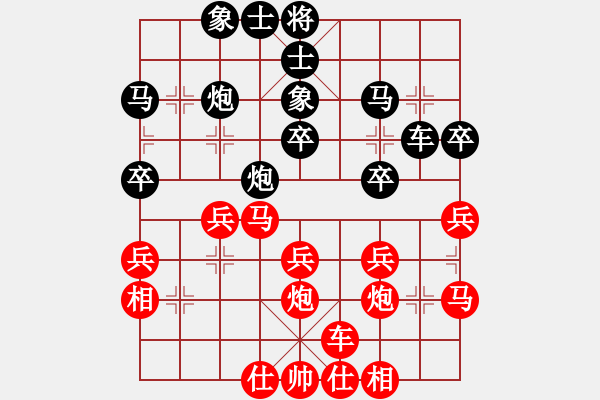 象棋棋譜圖片：夏激揚(yáng)紅負(fù)葬心【對兵轉(zhuǎn)兵底炮對右中炮】 - 步數(shù)：30 