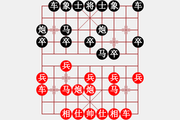 象棋棋譜圖片：五六炮對反宮馬紅正馬高左邊車黑左馬盤河 - 步數(shù)：14 