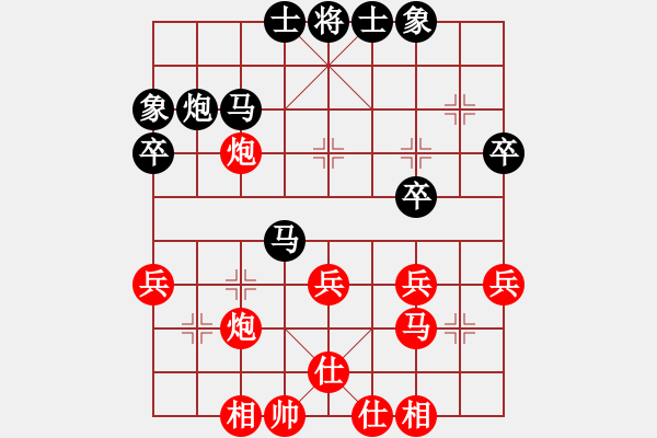 象棋棋譜圖片：過(guò)宮炮對(duì)進(jìn)7卒跳右馬(旋風(fēng)V7.0拆棋）和棋 - 步數(shù)：40 