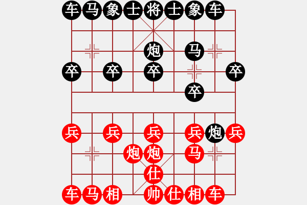 象棋棋譜圖片：卸炮連軟 暈醉超時(shí)：楊丙先[紅] -VS- 偏鋒炮王[黑] - 步數(shù)：10 