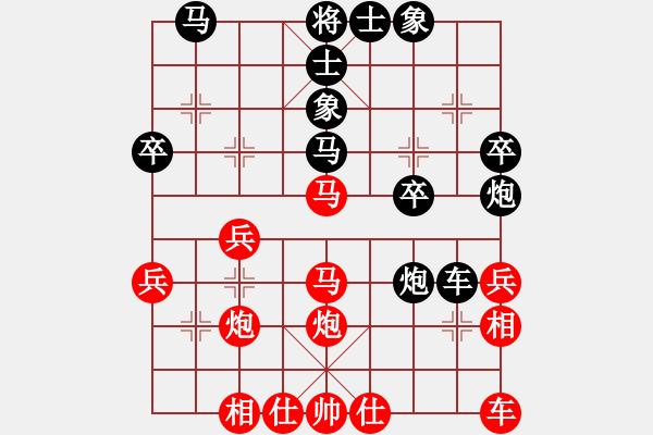 象棋棋譜圖片：15919755620紅負(fù)葬心【中炮七路馬對(duì)屏風(fēng)馬 紅左馬盤河】 - 步數(shù)：30 