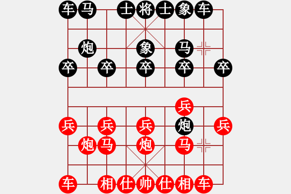 象棋棋譜圖片：贏(yíng)一盤(pán)實(shí)在難[紅先勝] -VS- 矩尺[黑] 中炮對(duì)左炮封車(chē) - 步數(shù)：10 