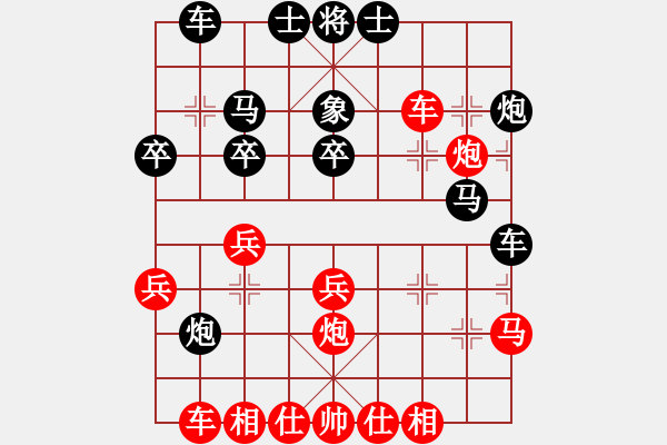 象棋棋譜圖片：華山小帥哥(2段)-勝-華佗故里(1段)五八炮進(jìn)三兵對屏風(fēng)馬進(jìn)3卒黑進(jìn)外馬 - 步數(shù)：30 