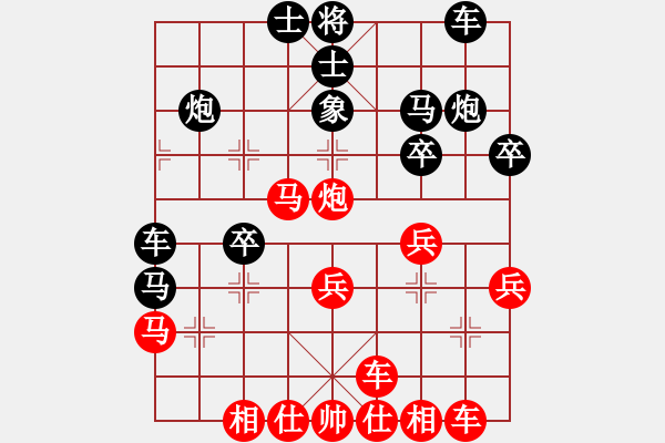 象棋棋譜圖片：五七炮進(jìn)三兵對屏風(fēng)馬3卒、象7進(jìn)5、馬三進(jìn)四、士6進(jìn)5、馬四進(jìn)六變化中的一個陷阱 - 步數(shù)：30 