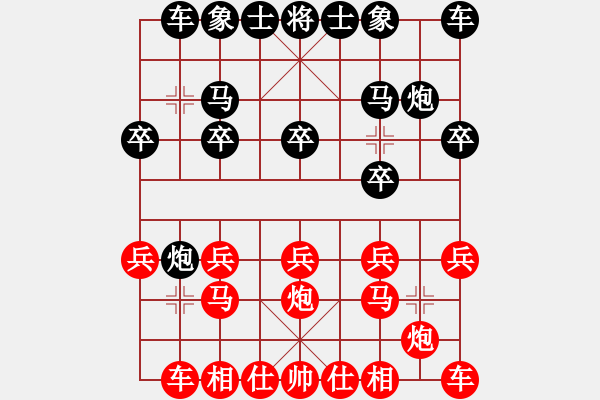 象棋棋譜圖片：起馬退炮轉中炮 對后手有考驗 - 步數(shù)：10 